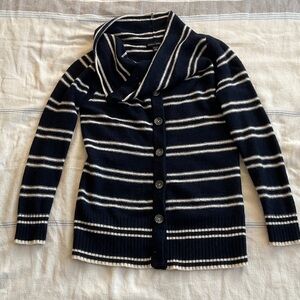 Banana Republic Navy and White Striped Cardigan